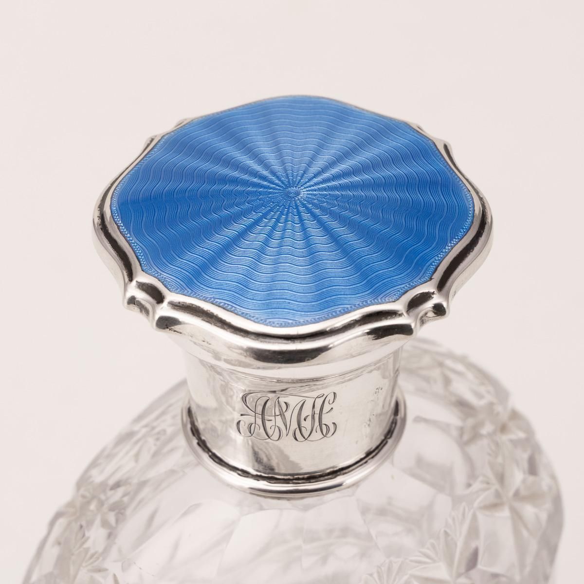 Antique Regency Cut Glass Scent Bottle By Mappin & Webb, Silver, 1812 photo vintage