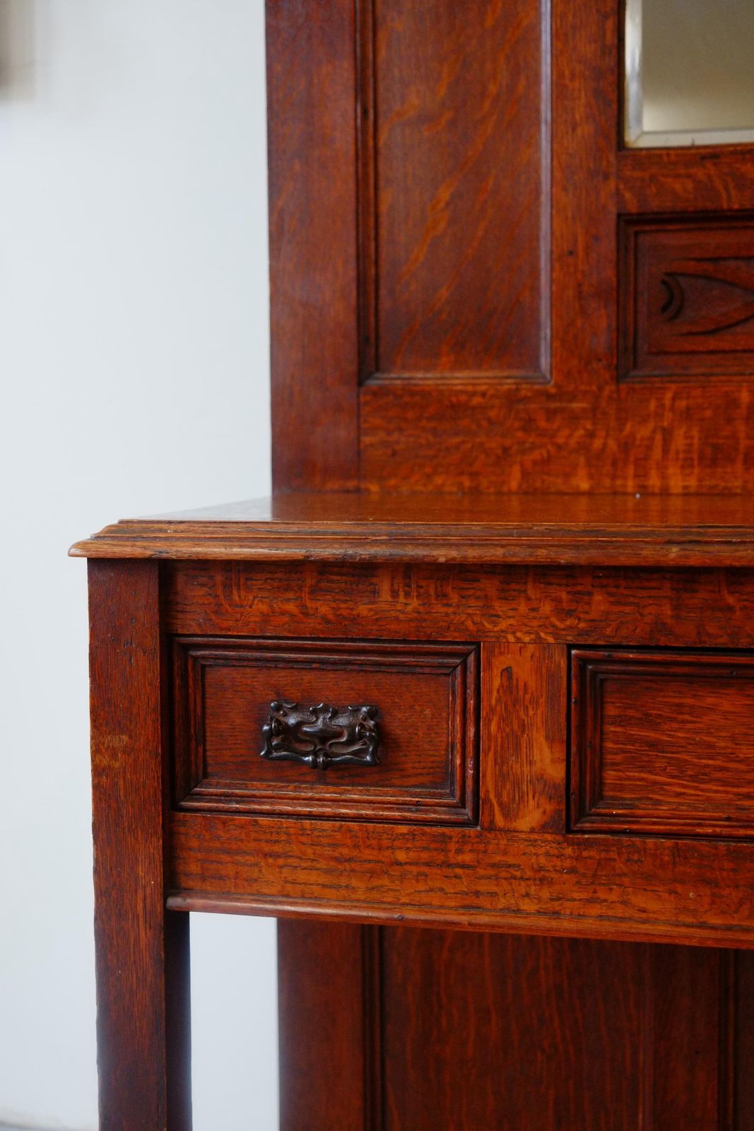 Antique Arts And Crafts English Solid Oak Hallway Stand With Drawers photo 2343.0