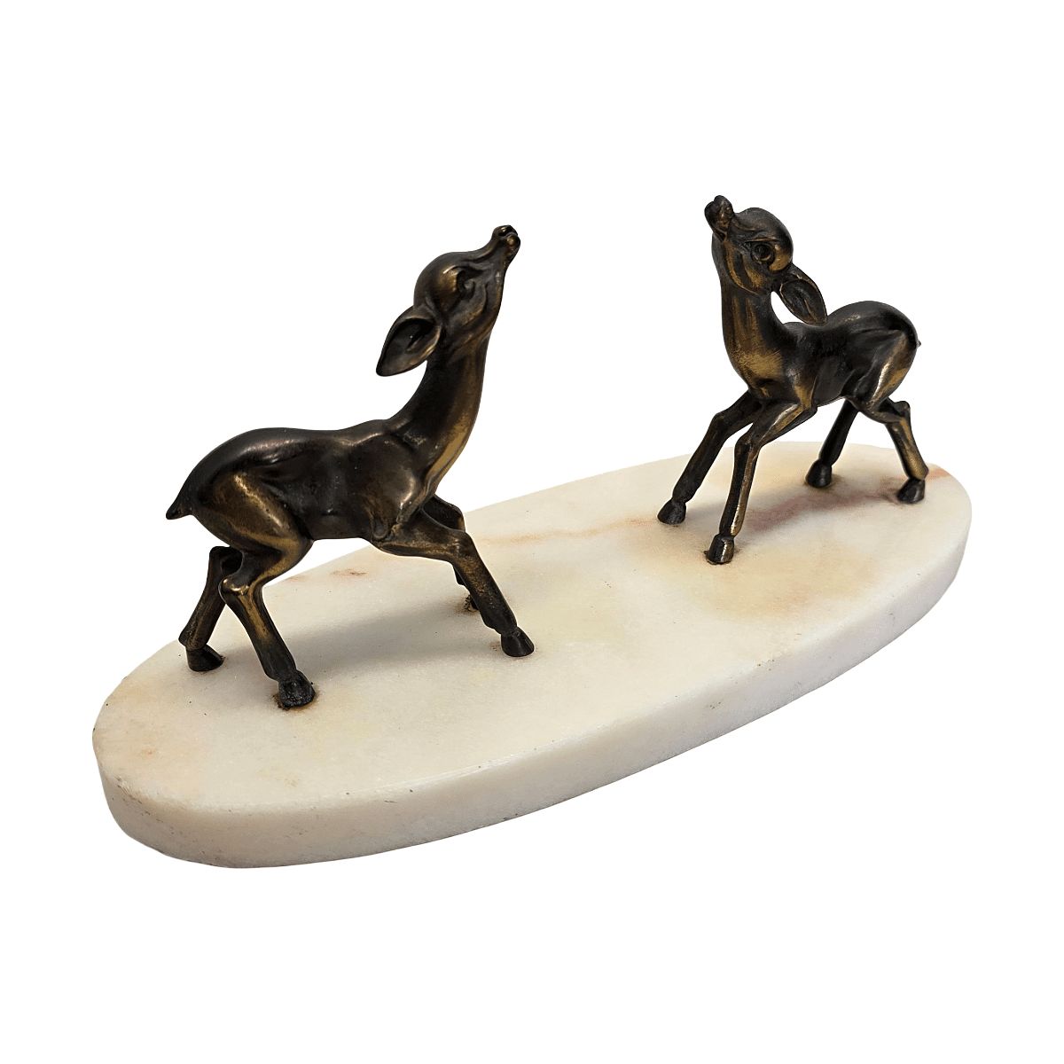 French Art Deco Sculpture With 2 Deer On A Marble Base, 1930s photo furniture