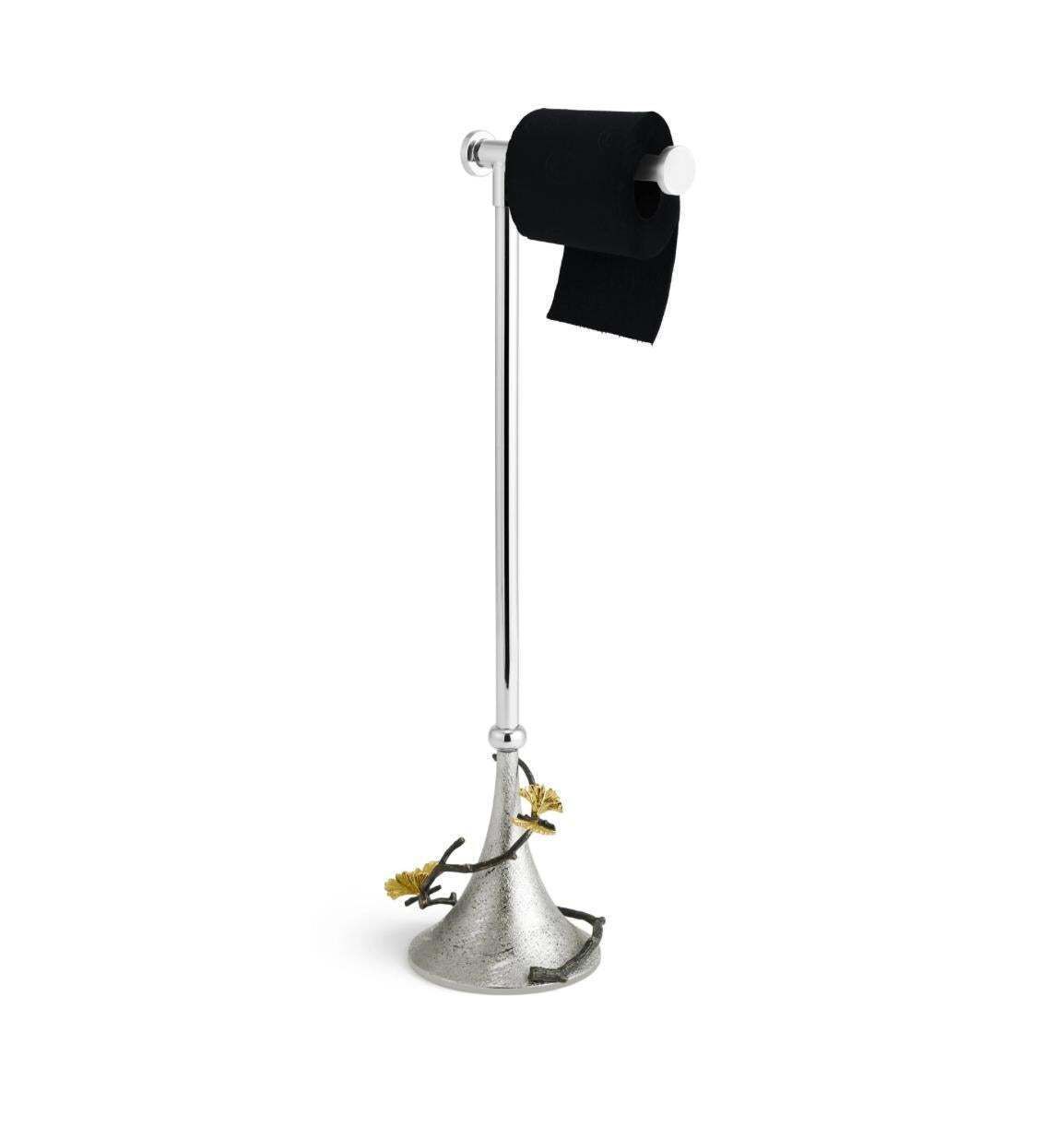 Set Of 3 Butterfly Ginkgo Toilet Paper Stands In Brass photo furniture