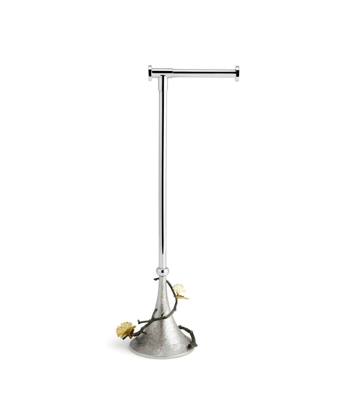 Set Of 3 Butterfly Ginkgo Toilet Paper Stands In Brass photo for sale