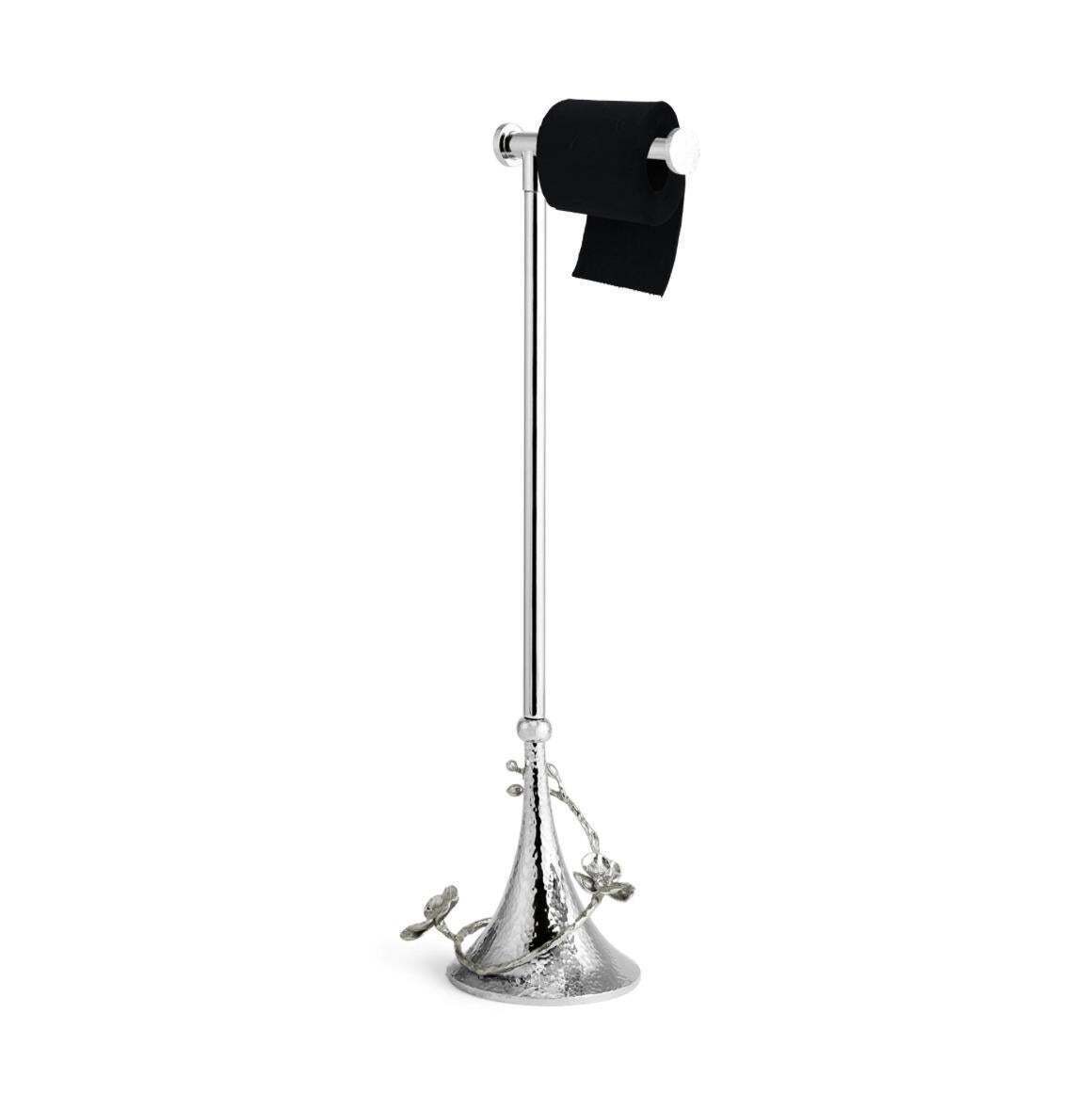 Set Of 3 White Orchid Toilet Paper Stands In Stainless Steel And Nickel photo furniture