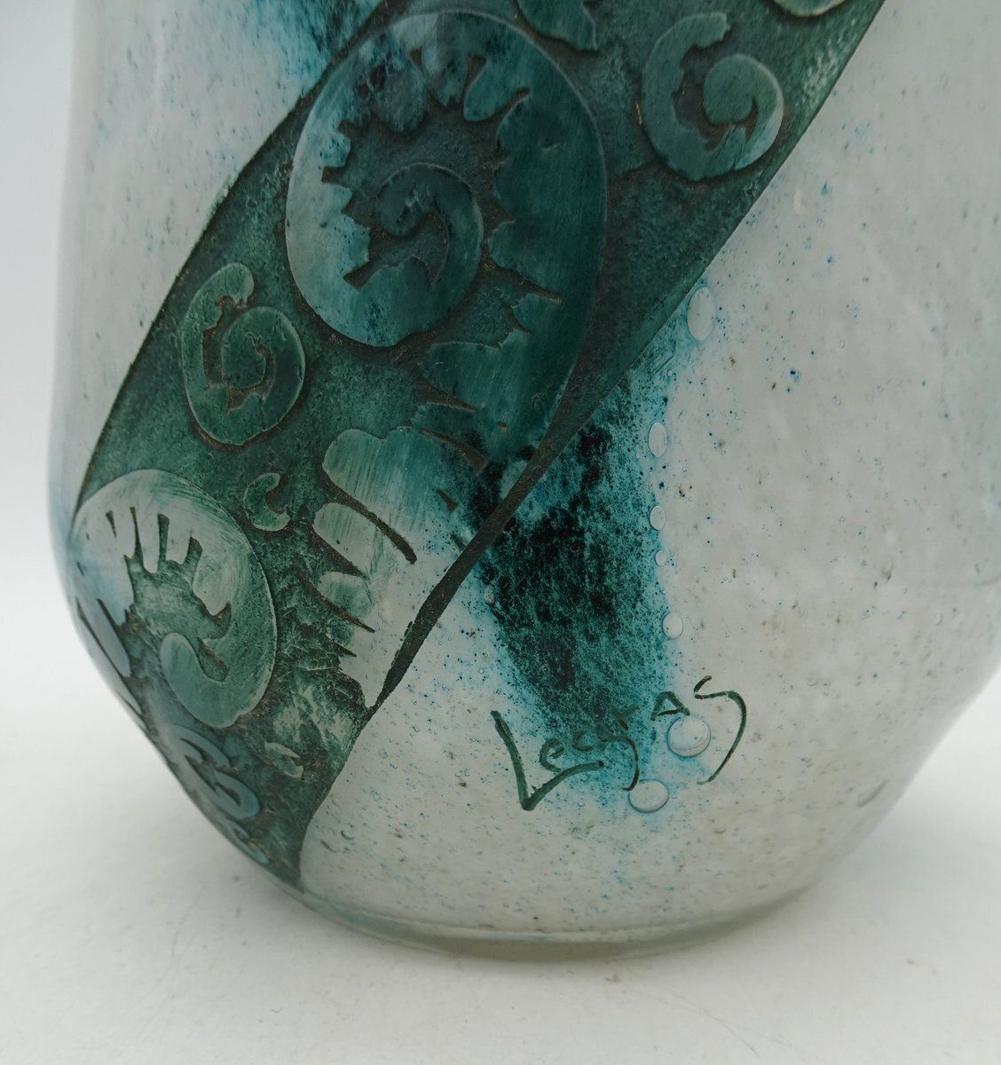 Acid Cameo Art Glass Vase With Bird Pattern From Legras, 1920s photo for sale