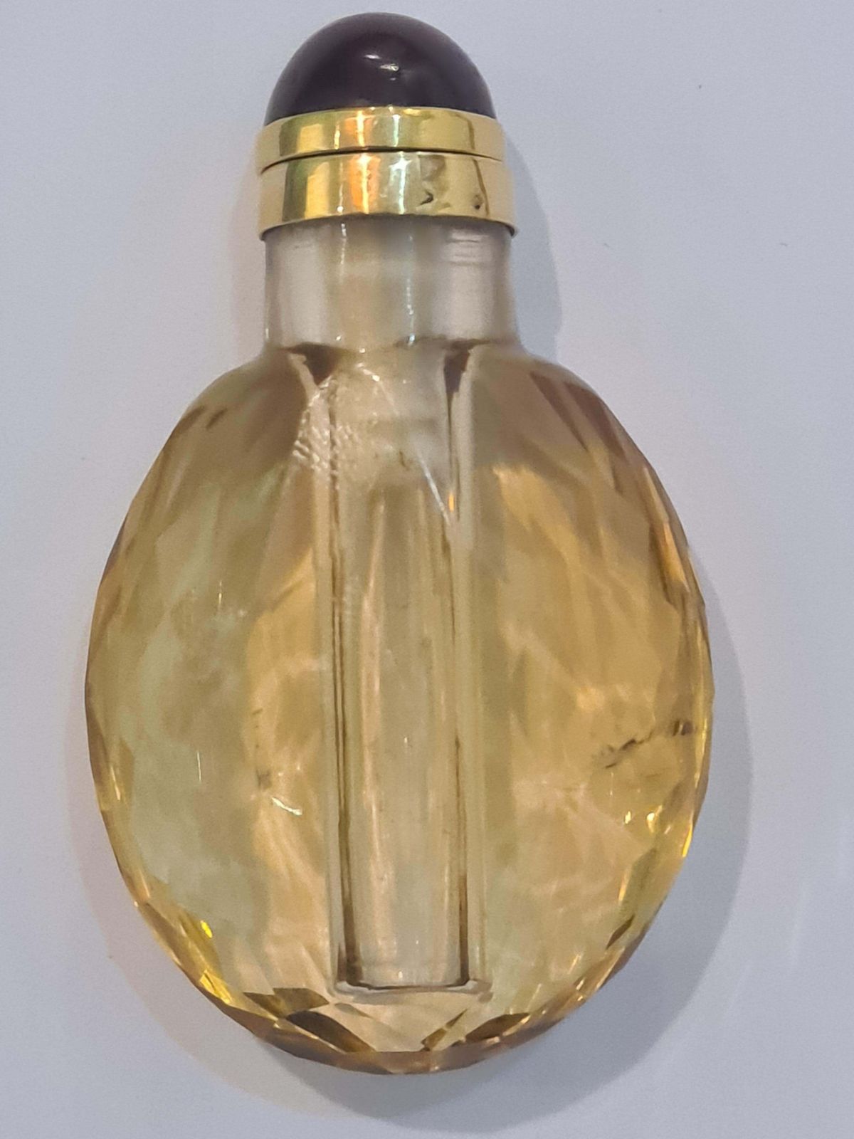 Unknown Antique French Perfume Or Snuff Bottle, Gold Mounted Faceted Quartz & Carnelian photo furniture
