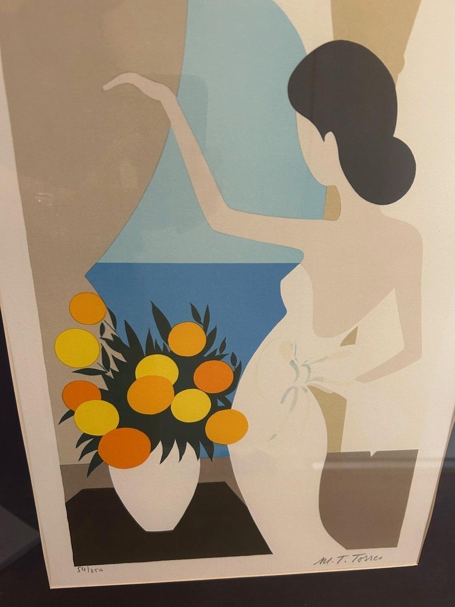 Art Maria Theresa Torres, Female Figure With Flowers, 1980s, Lithograph photo