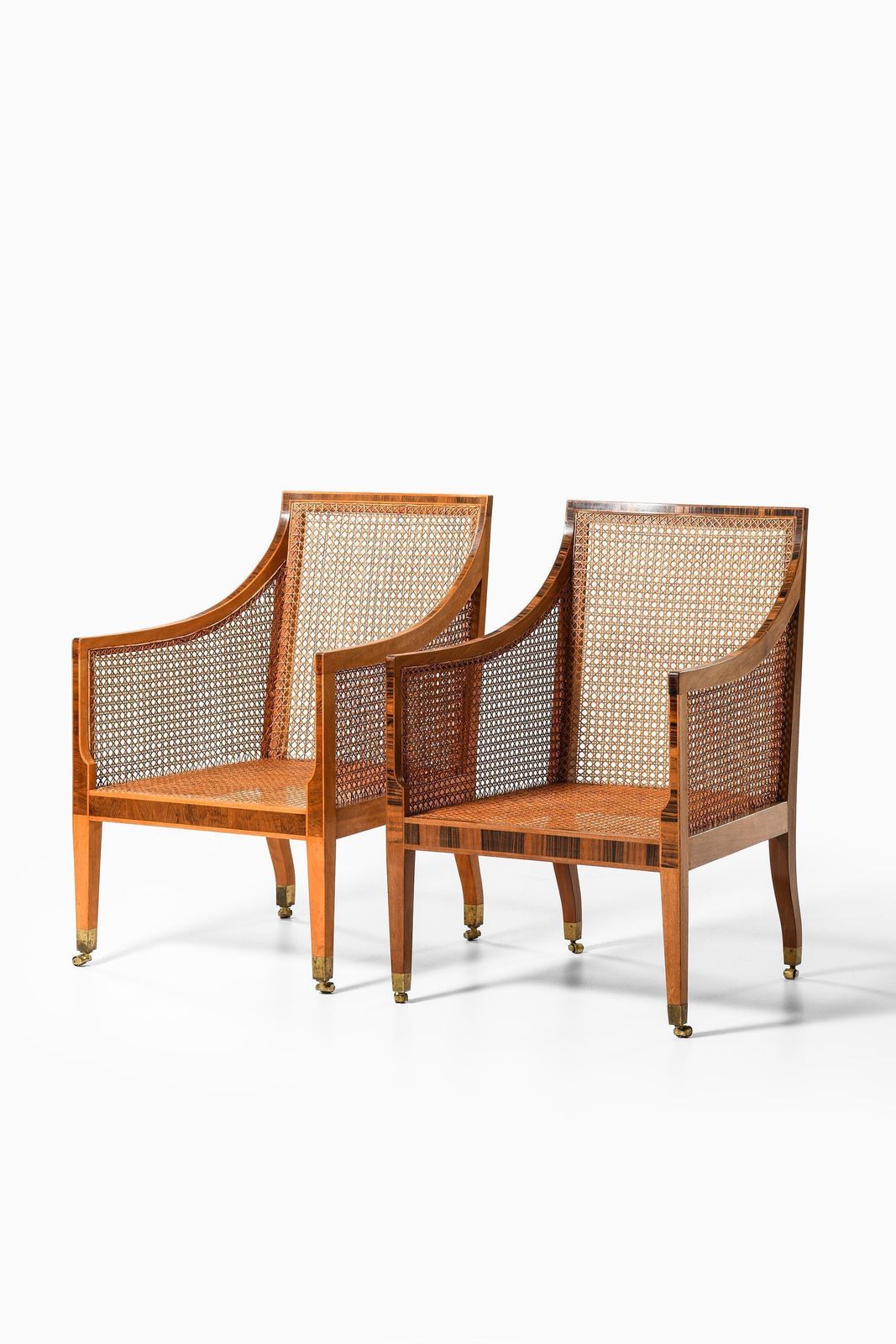 Pair Of Bergère Armchairs In Cane, Leather & Mahogany By Kaare Klint, 1931 photo buy