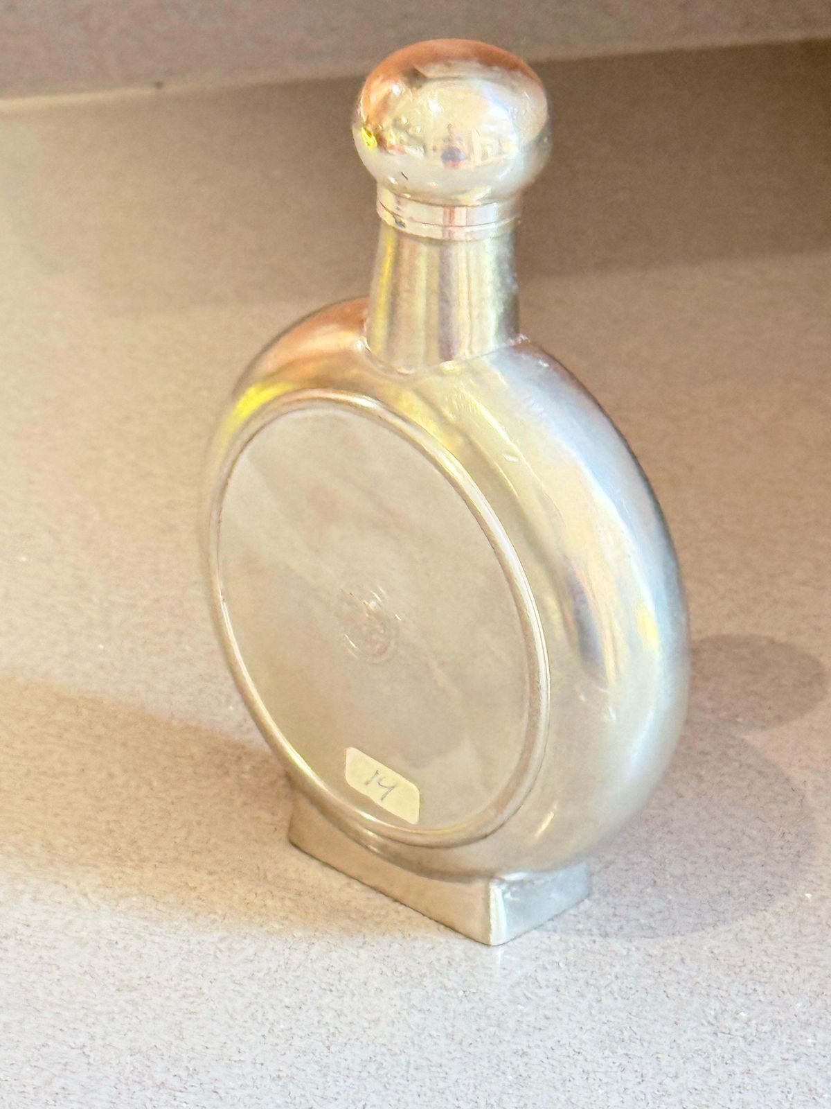 photo furniture Vintage Pewter Hunting Flask With Deer Motif, Rustic Barware & Collectible