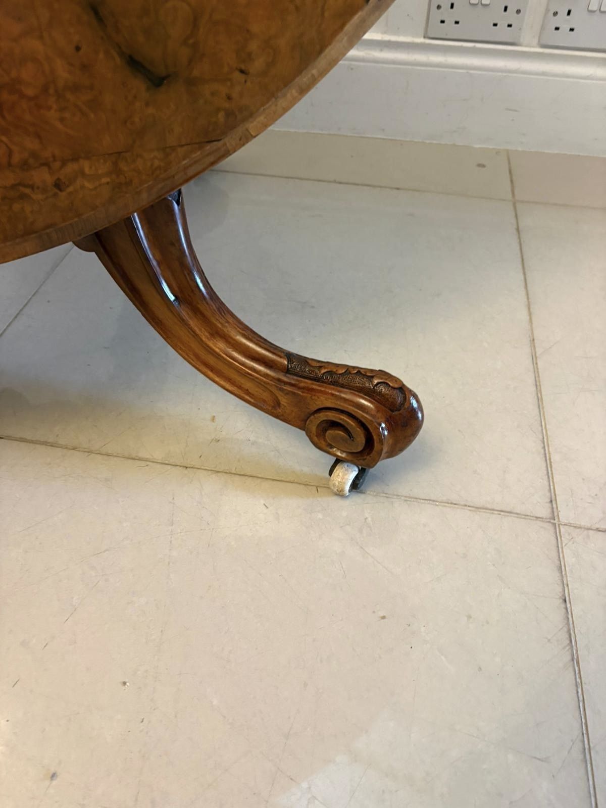 Furniture Antique 19th Century Burr Walnut Oval Centre Dining Table 6 Seater Tilt Top photo
