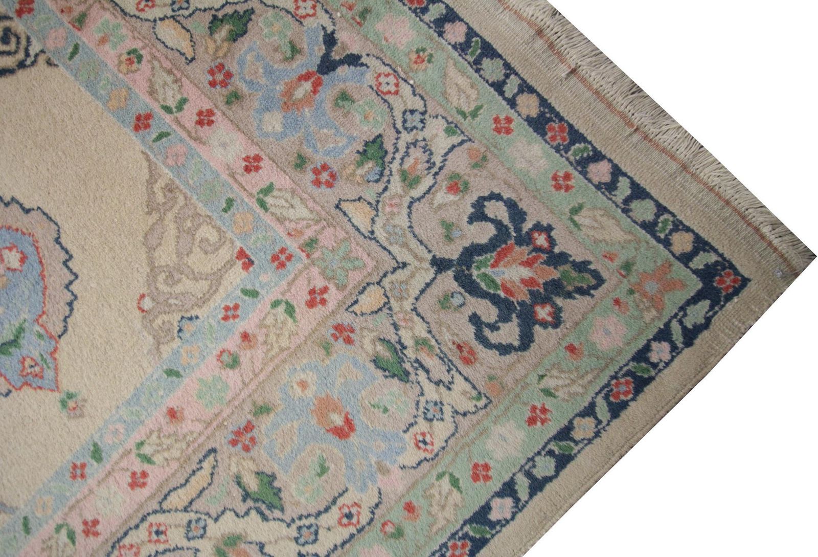 Tapis d'orient beige inspiré de Ziegler, tapis de salon fait main photo vintage