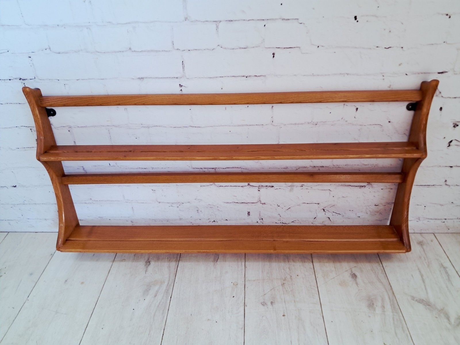 photo for sale Ercol Windsor Plate Rack Wall Shelf Light Elm Country Mid Century 1970s