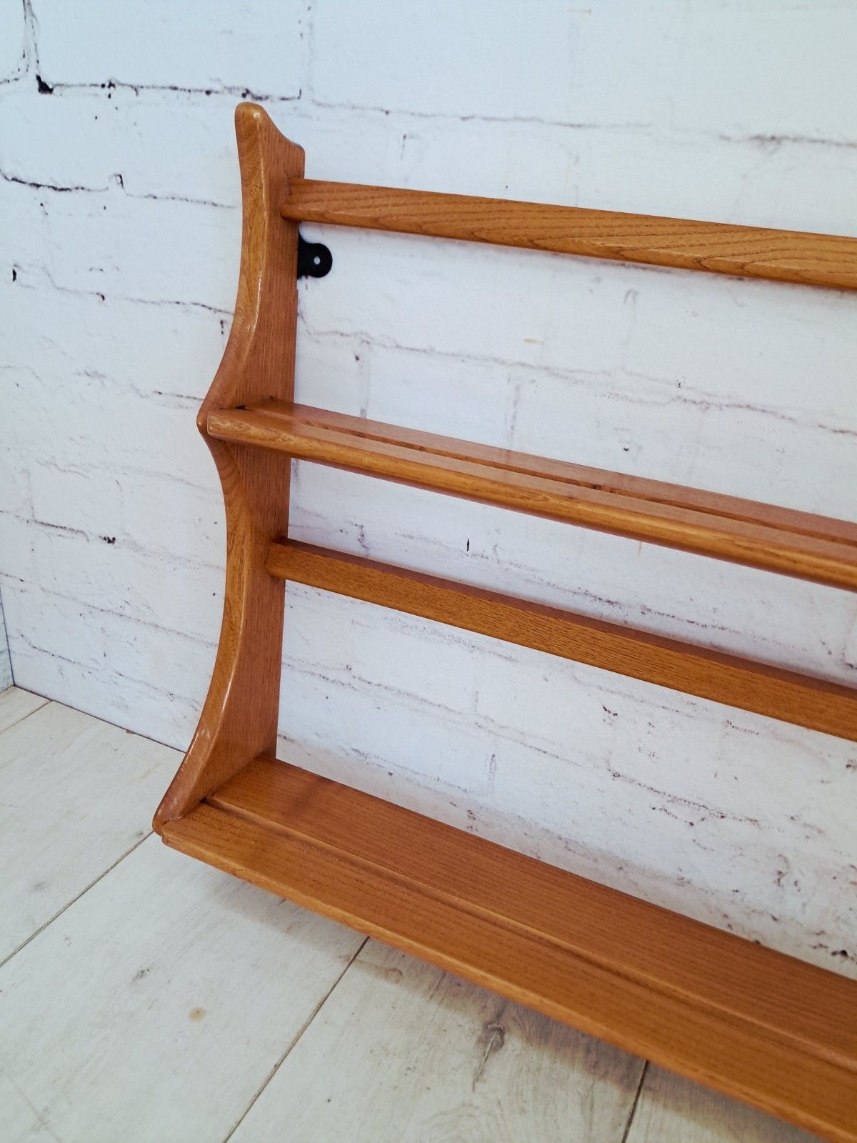 Furniture Ercol Windsor Plate Rack Wall Shelf Light Elm Country Mid Century 1970s photo