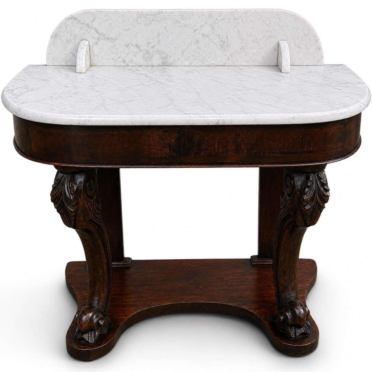 Antique Victorian Marble Top Console Table Carved Mahogany Washstand Victorian Hall Table Marble Side Table photo 450.0