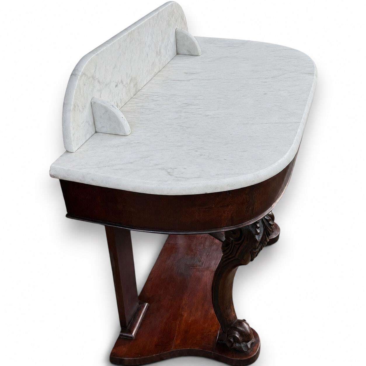 photo furniture Antique Victorian Marble Top Console Table Carved Mahogany Washstand Victorian Hall Table Marble Side Table