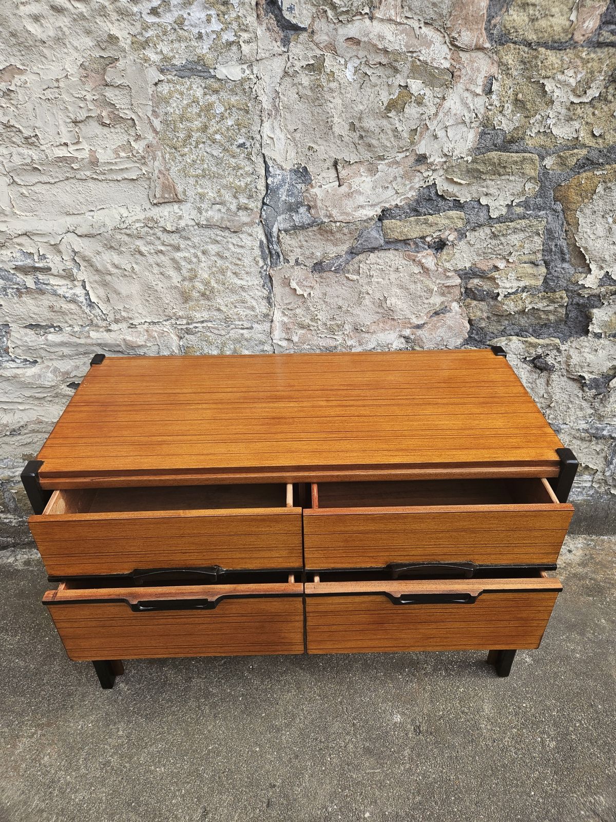 Furniture Mid Century Sideboard Chest Of Drawers In Beech And Ebony Vintage Furniture photo