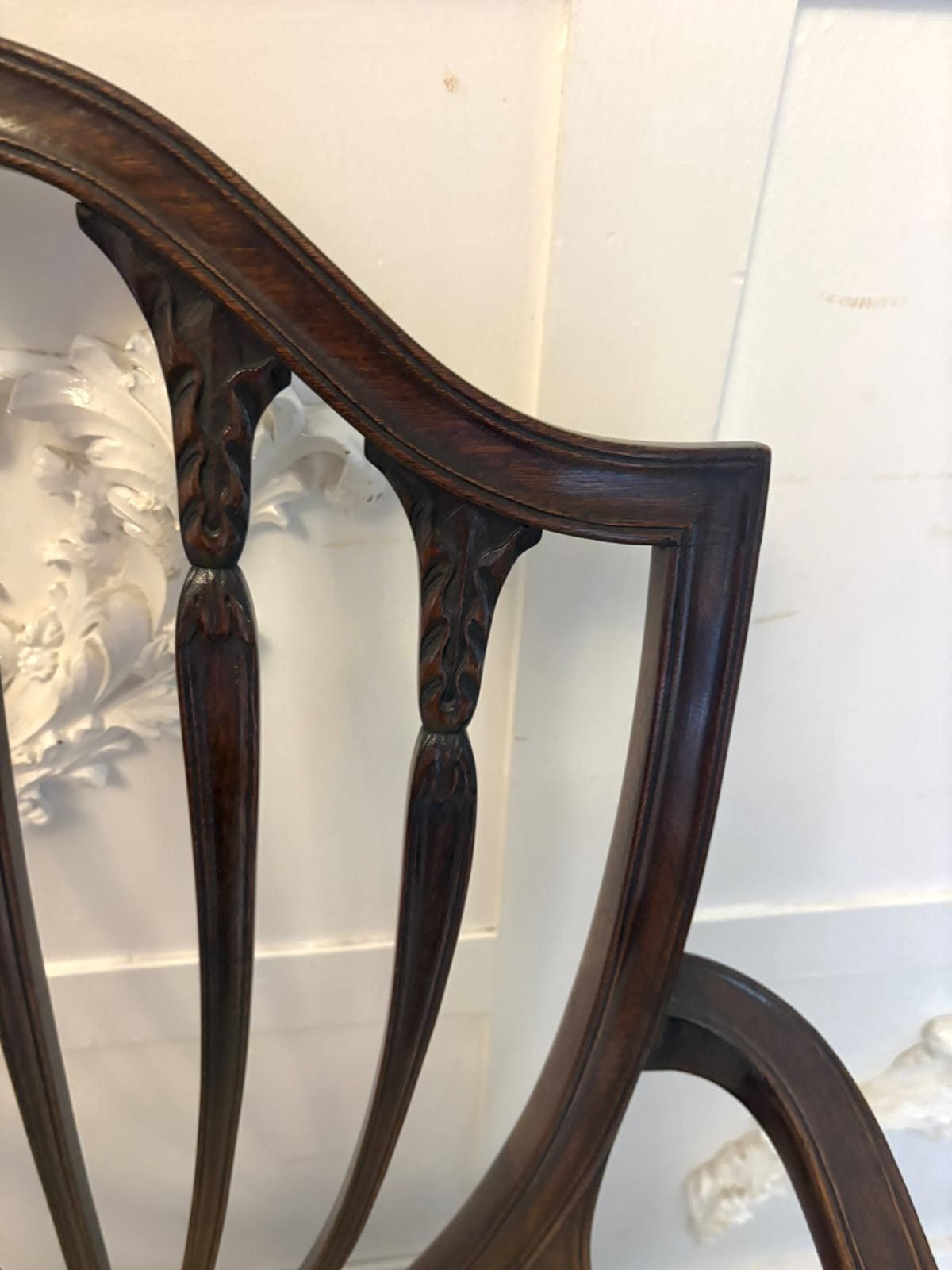 Antique English Early 20th Century Maple & Co Mahogany Shield Back Dining Chairs Set Of 10 photo Furniture