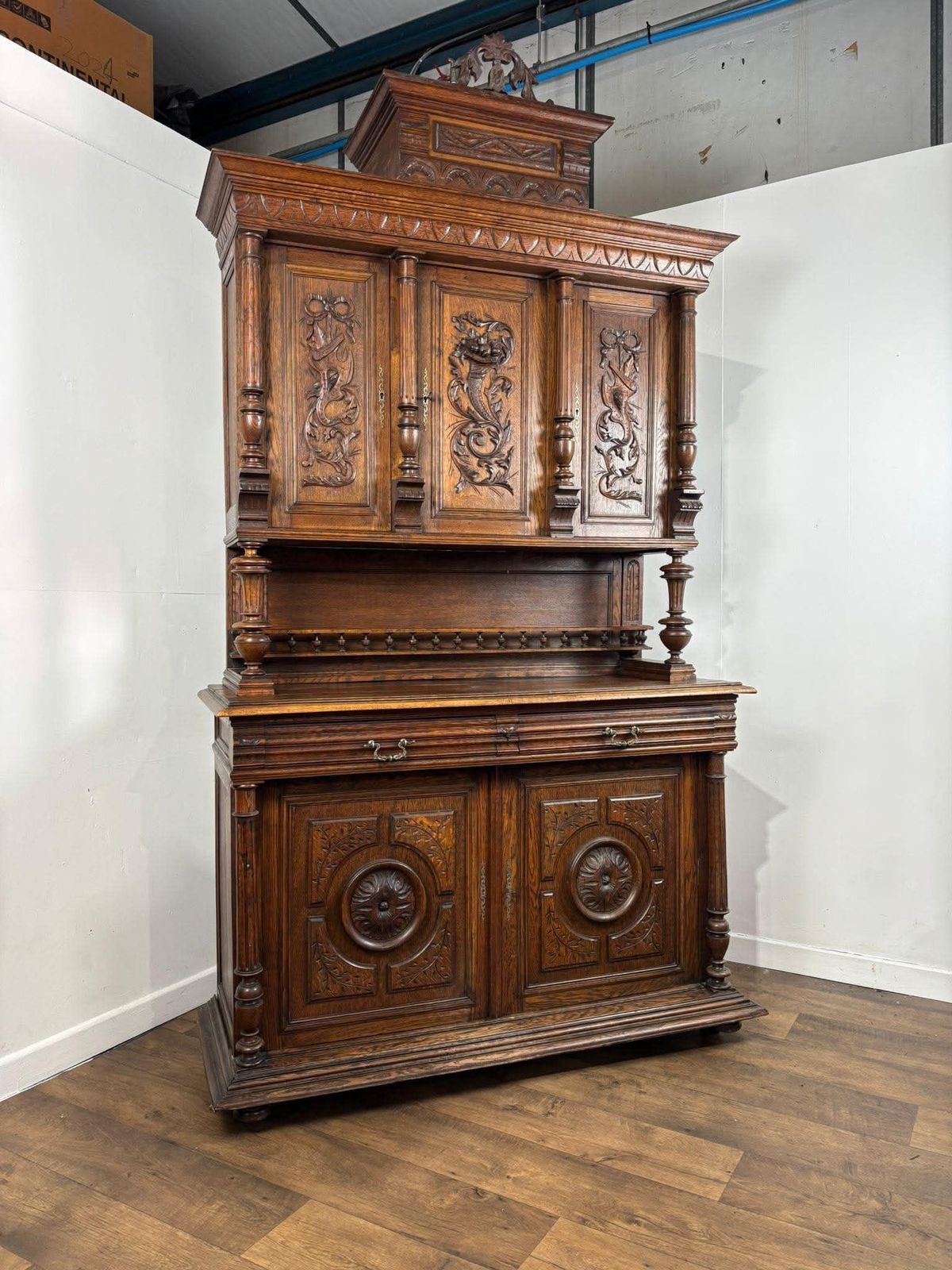 19th Century French Renaissance Style Carved Oak Buffet Sideboard