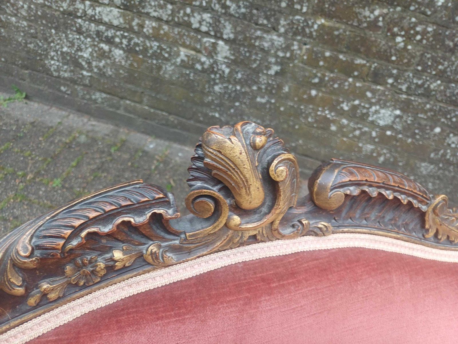 Victorian Rococo Love Seat Mahogany Settee Salon Sofa With Matching Chair French Style Gold Gilt Upholstery Free Hand Delivery photo for sale