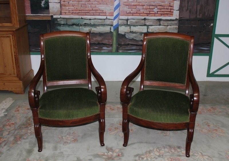 Pair Of Restoration Armchairs In Mahogany Of Cuba
