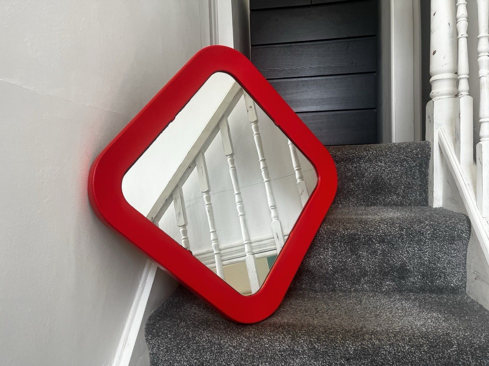 Home Decor Mid Century 60's Space Age Red Pop Art Wall Mirror Habitat Conran Italian Style photo