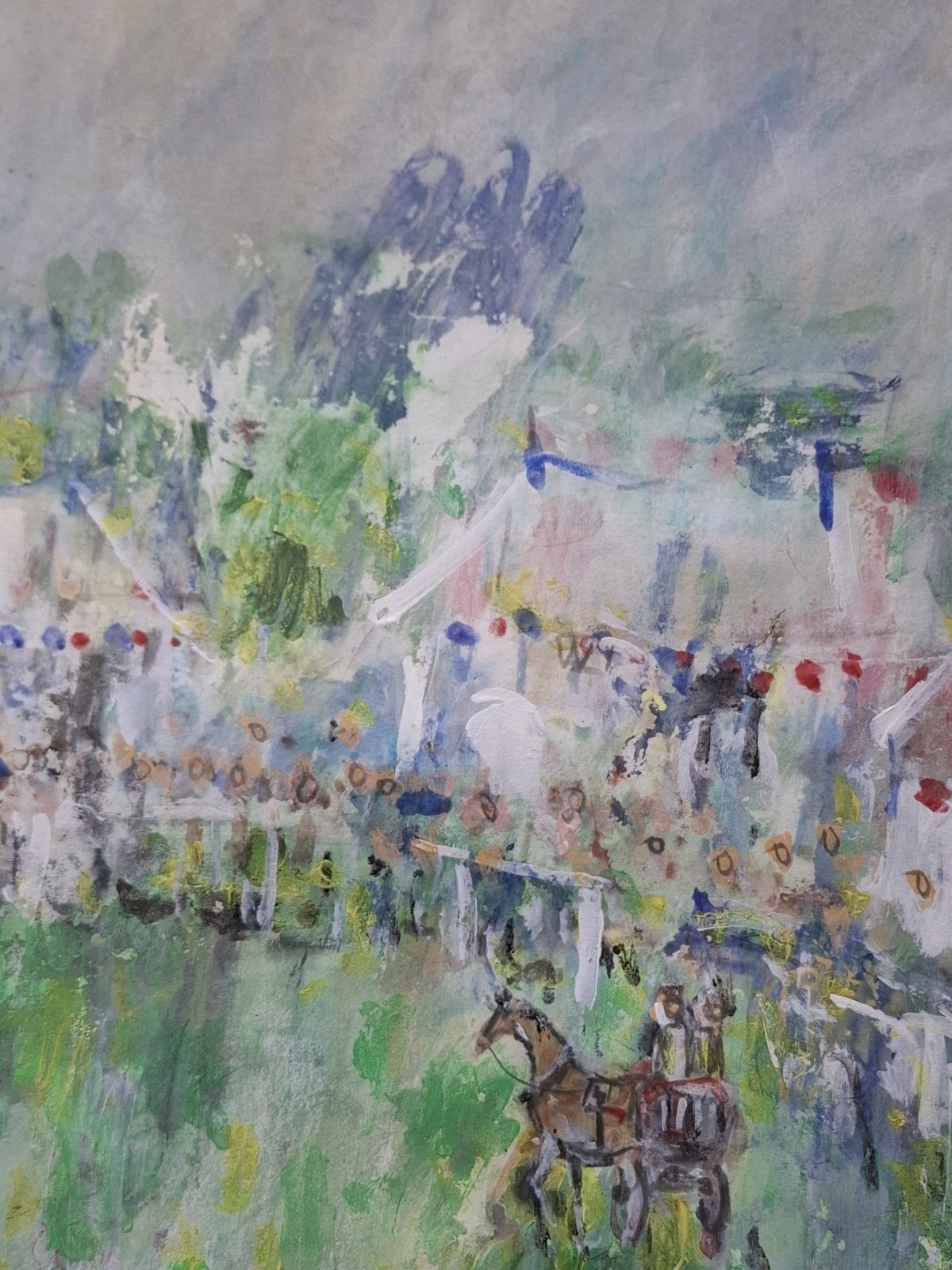 Expressionist  Michael Gibbison Watercolour Carriage Driving Lincolnshire Show photo vintage