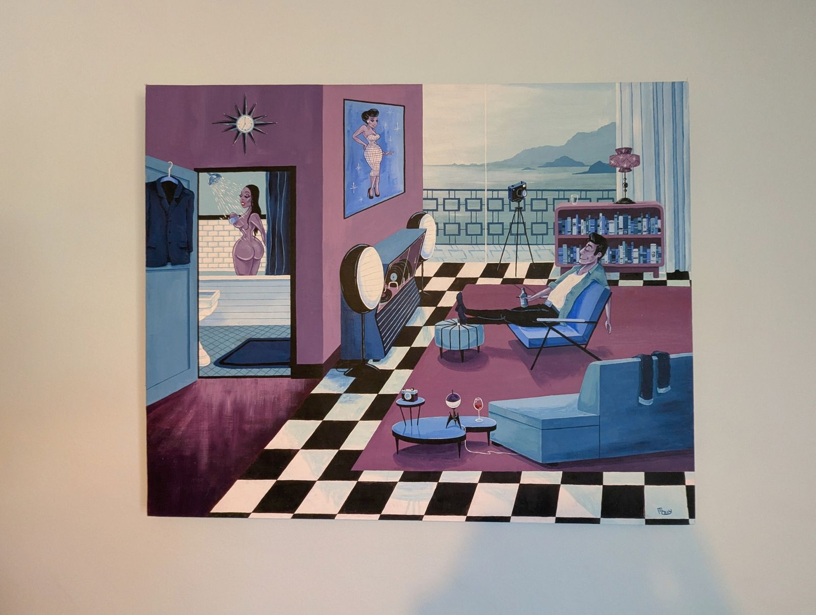 'My Dream Life'   Original Painting On Canvas (Mounted On Wooden Base) photo furniture