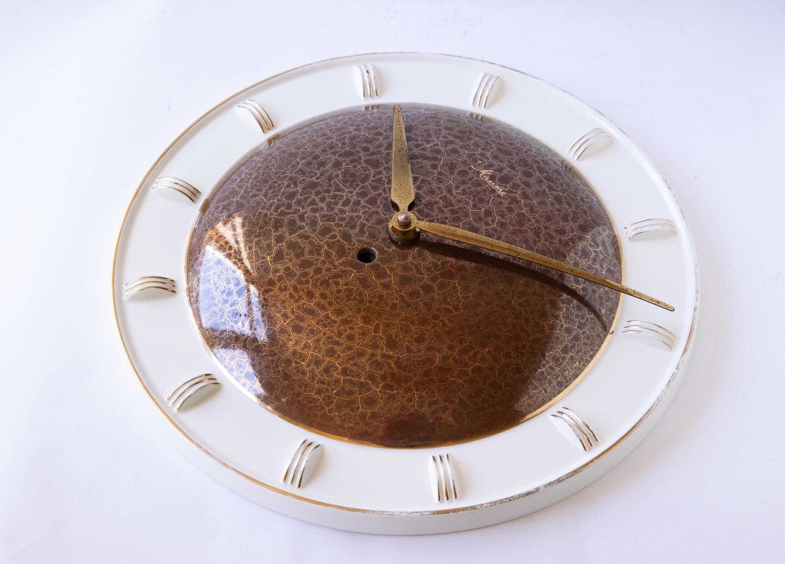 photo furniture Mauthe Art Deco Ceramic Wall Clock Modernism Bauhaus Mid Century Mcm 1940s 1950s Kitchen Gold