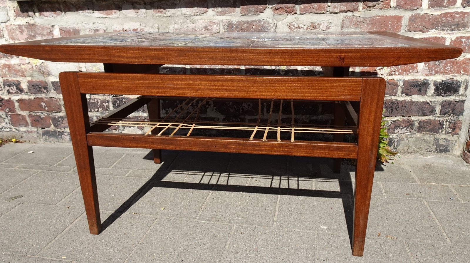 Teak Coffee Table With Ceramic Tiles From Vallauris Lascaux, 1950s photo vinterior