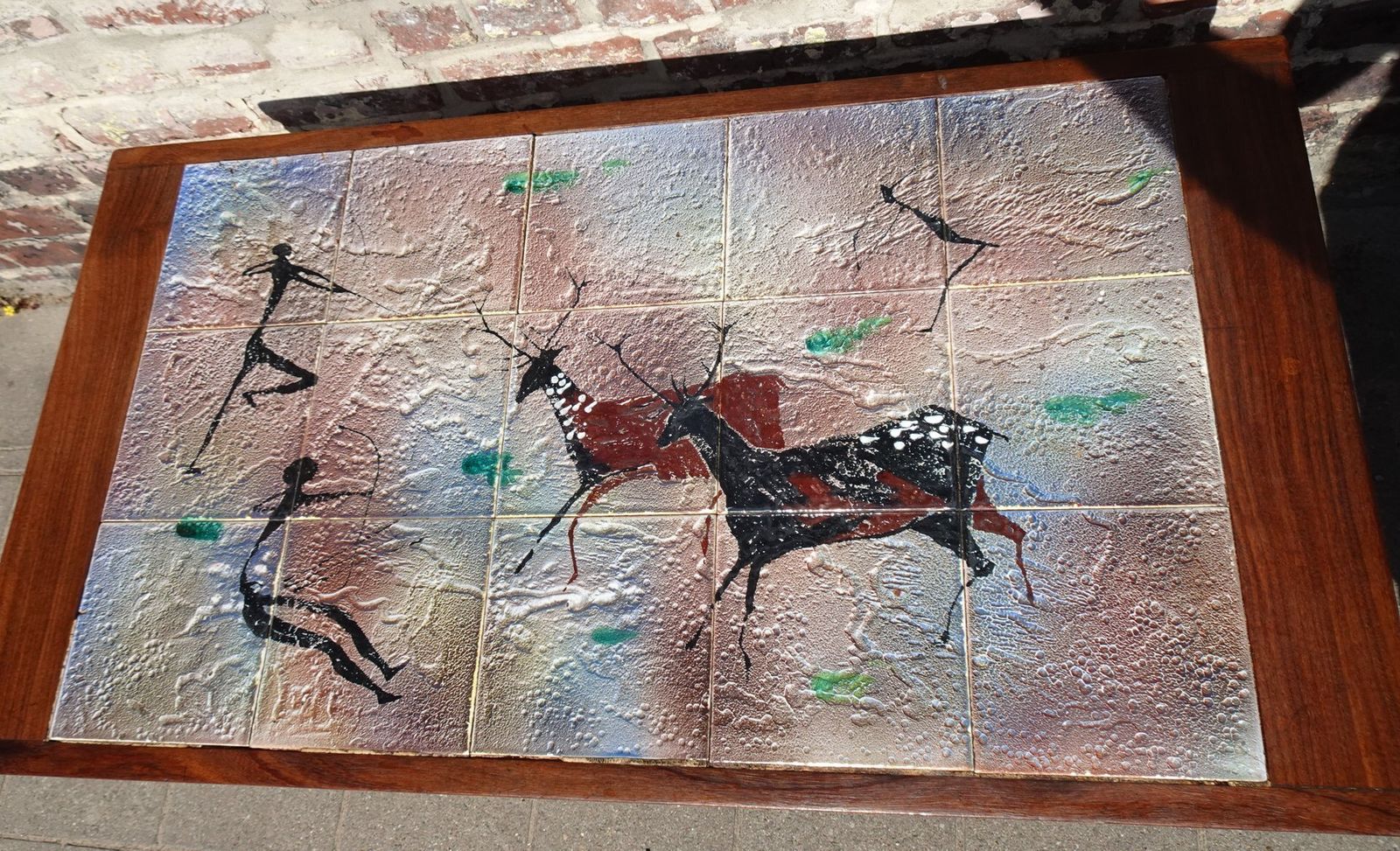 619.0 Teak Coffee Table With Ceramic Tiles From Vallauris Lascaux, 1950s photo