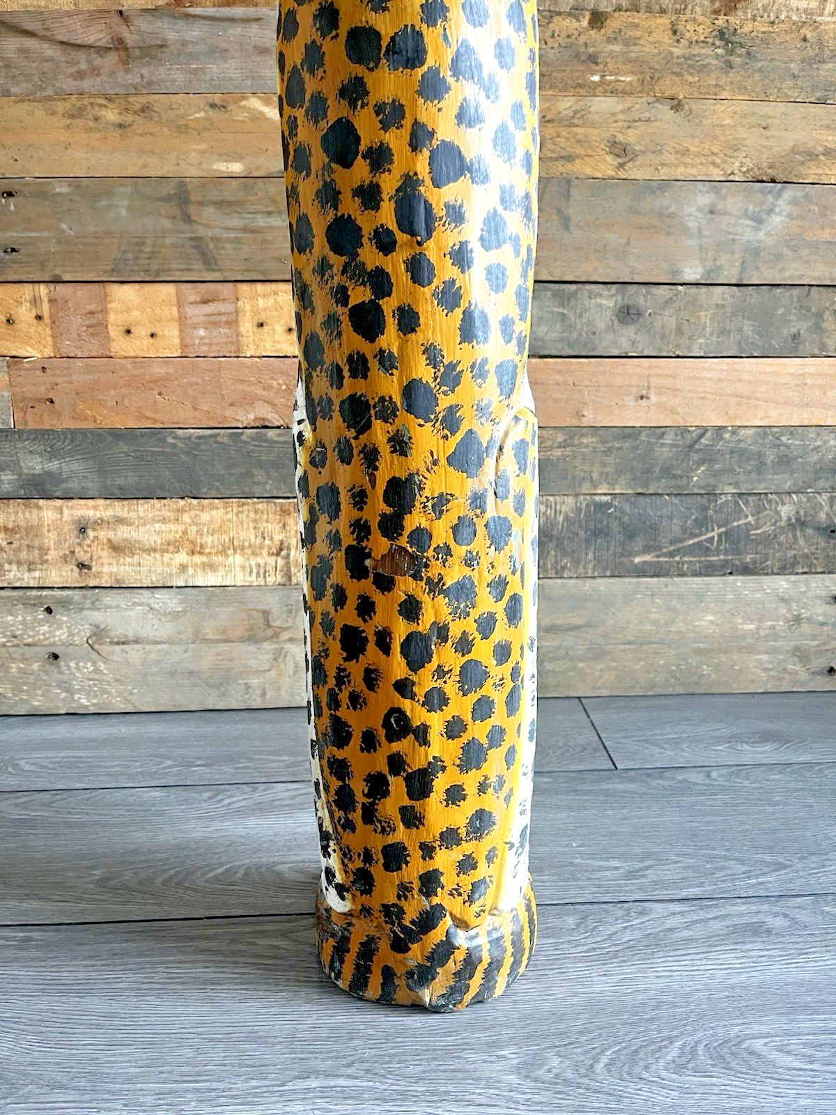 photo for sale 37" Vintage Balinese Hand Carved Wooden Folk Art Leopard Entrance Guard Figure