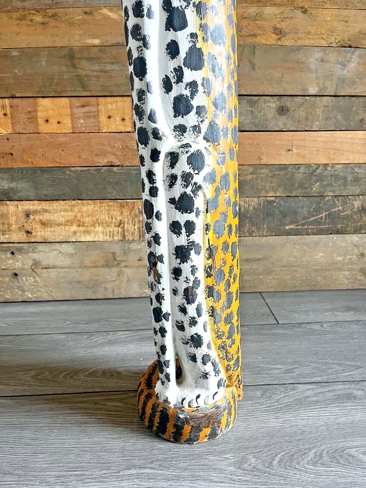 photo vinterior 37" Vintage Balinese Hand Carved Wooden Folk Art Leopard Entrance Guard Figure