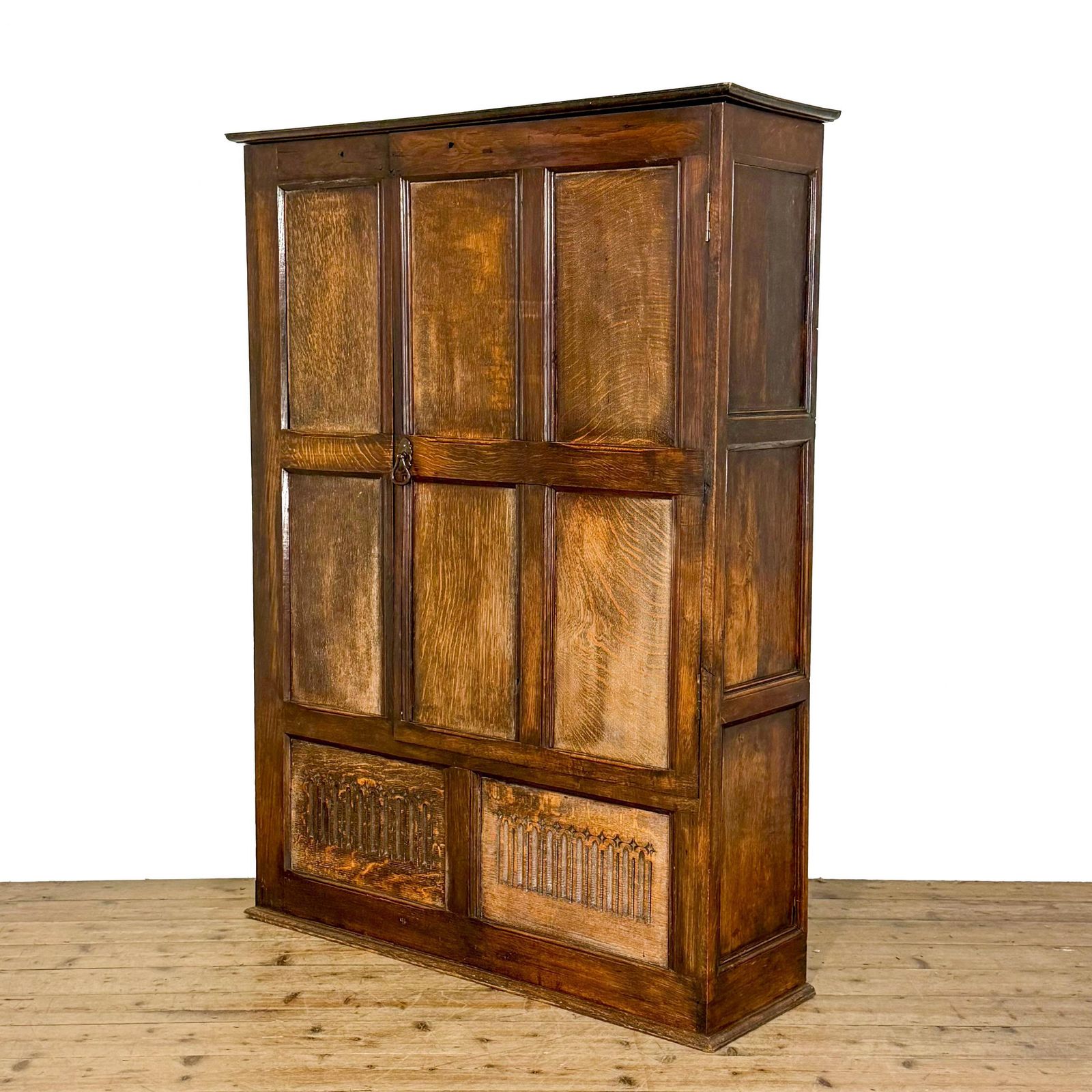 Antique Oak Panelled Hall Cupboard | Antique Cupboard | Storage Cupboard | Antique Storage | Vintage Furniture (M 6772) photo furniture