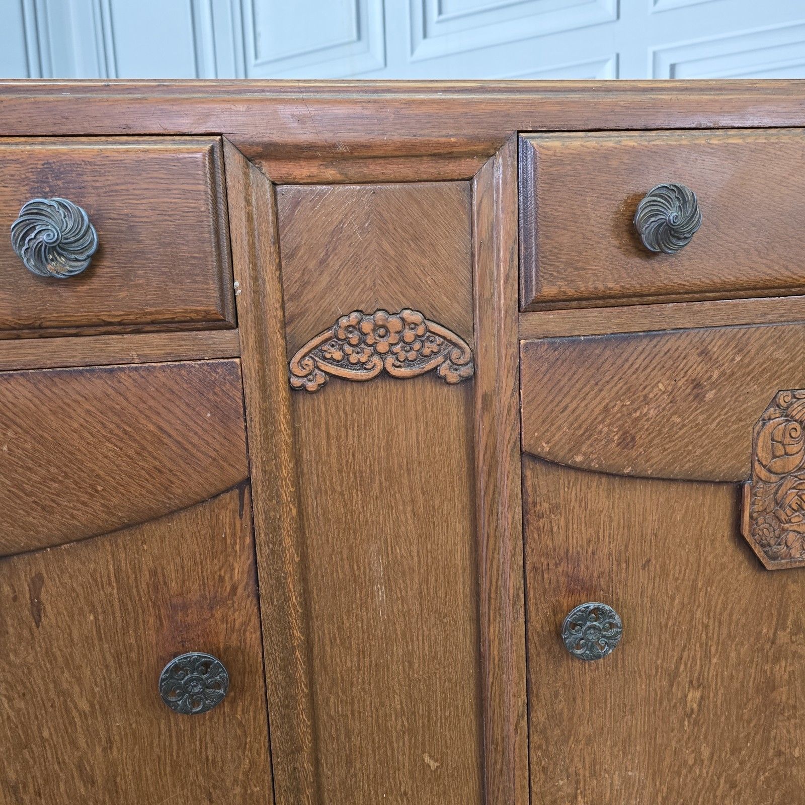 Art Deco Buffet Cabinet Sideboard Vintage Oak Cupboard Mid Century Drawers Retro photo buy