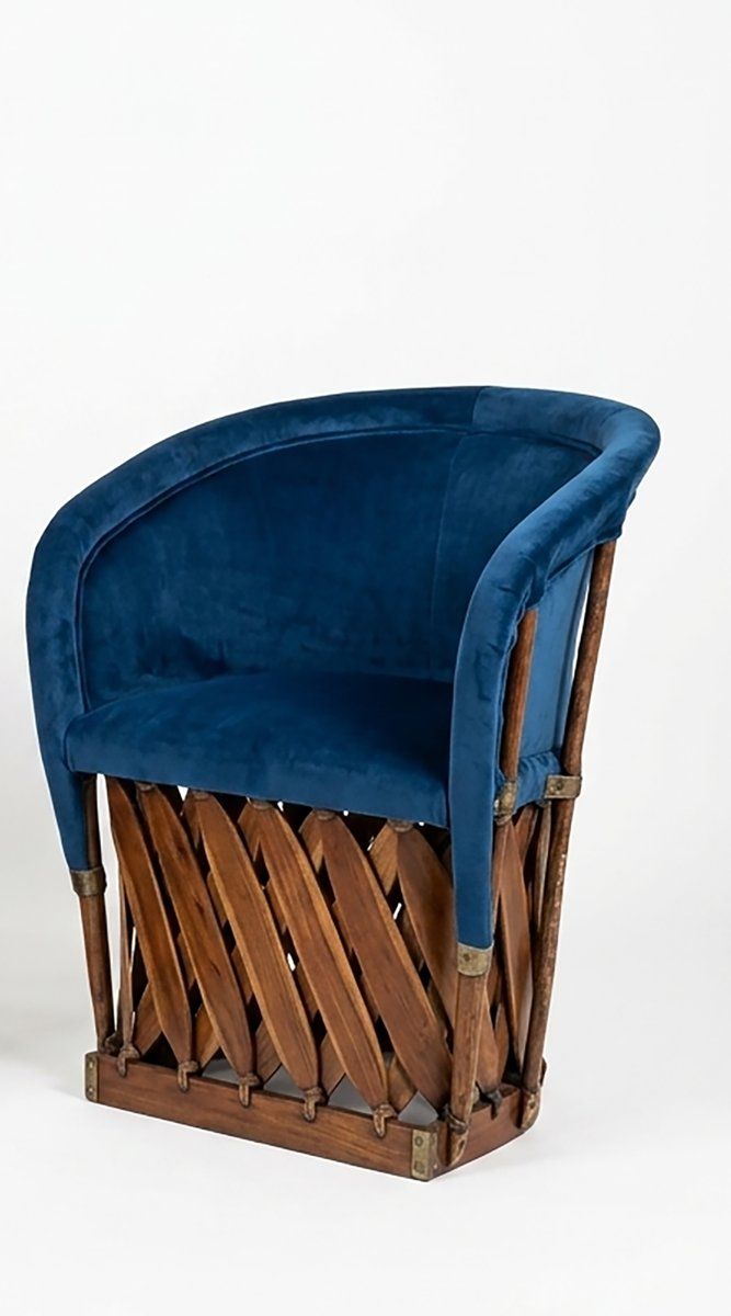 Mexican Equipal Style Chairs In Navy Blue Velvet By Wim Rietveld, Set Of 2 photo furniture