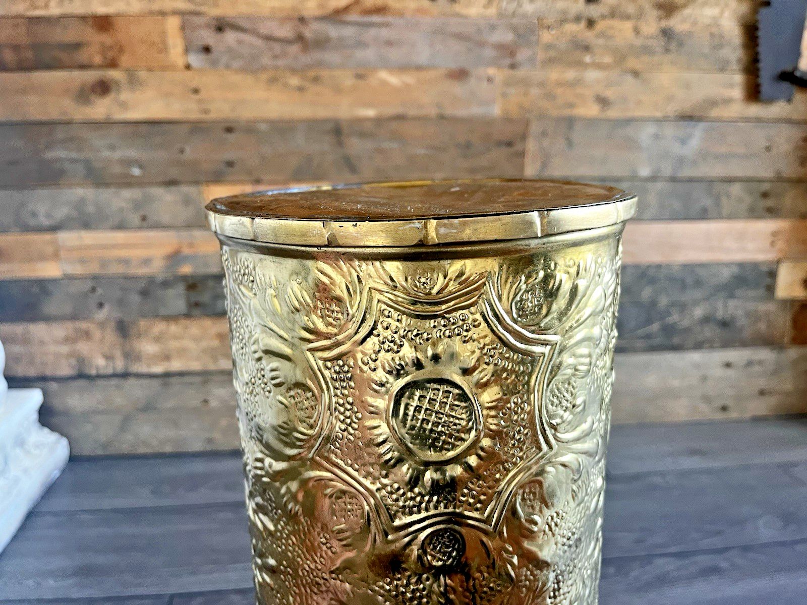 Home Decor Vintage Sunflower Brass Umbrella Stick Stand Antique Aesthetic Movement Style photo