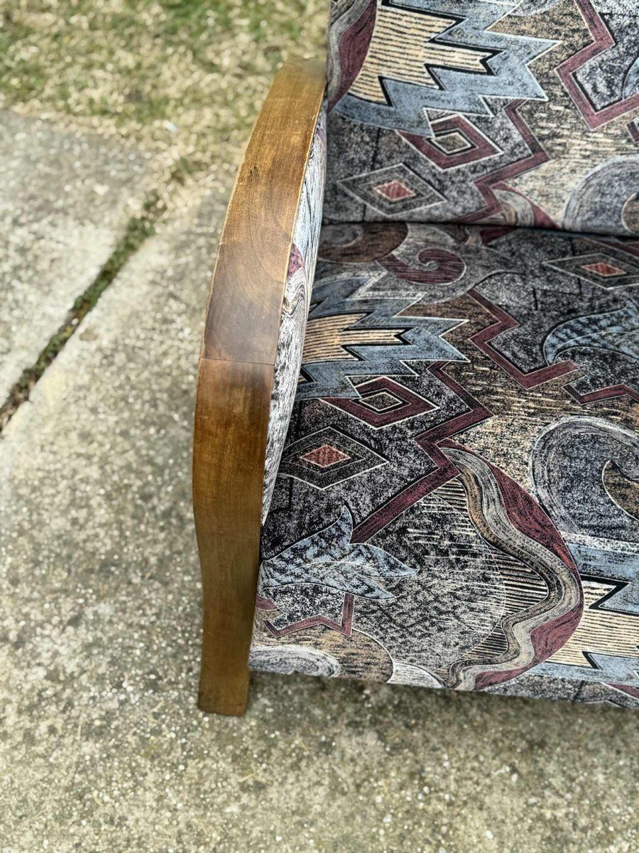 Art Deco loungestoelen met gebogen houten armleuningen, jaren 1930, set van 2 photo for sale