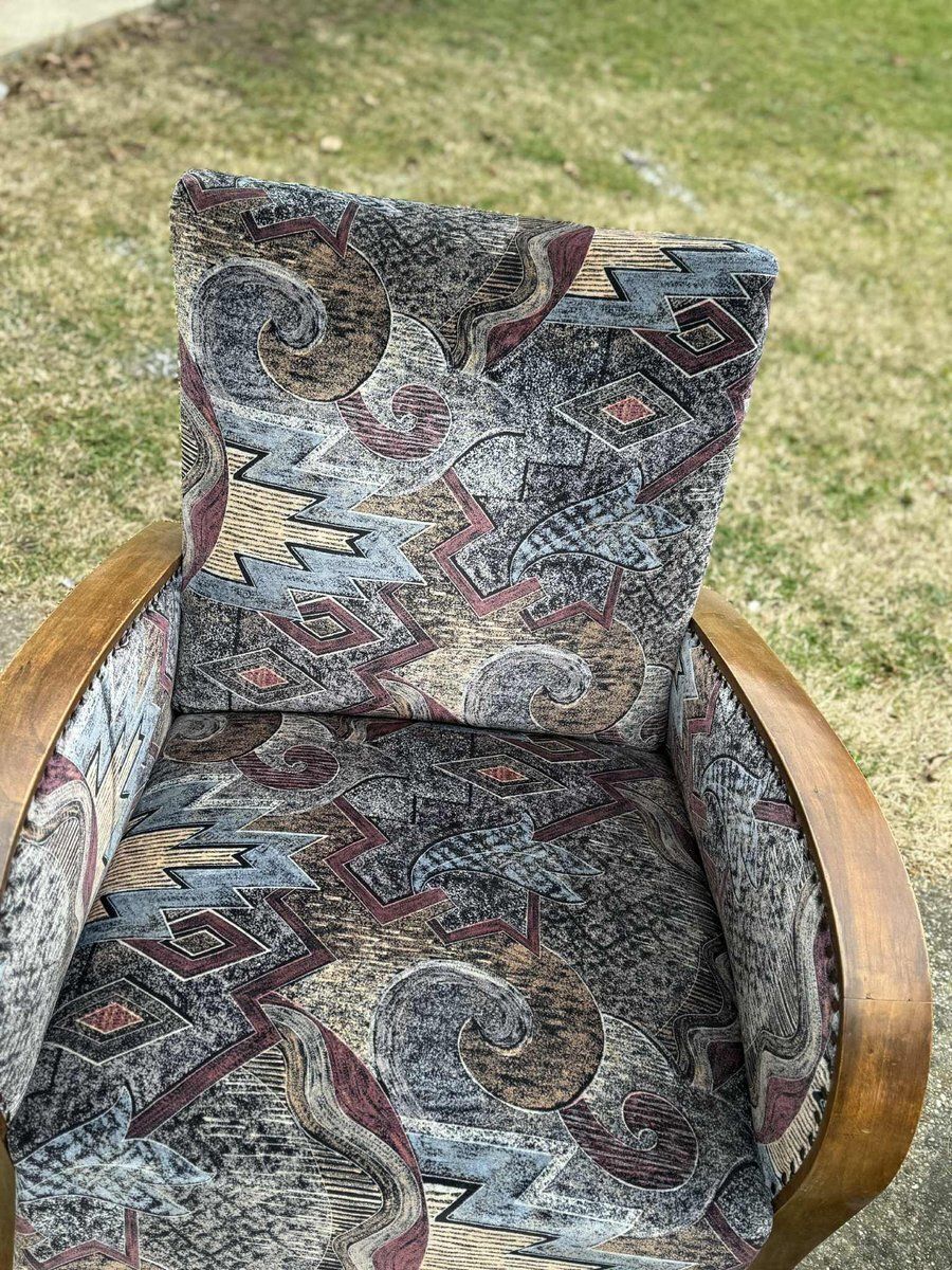 Art Deco loungestoelen met gebogen houten armleuningen, jaren 1930, set van 2 photo vinterior
