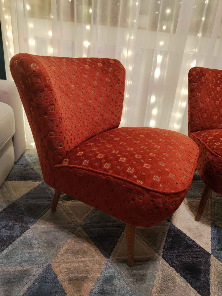 Hungarian Red Lounge Chairs, 1950s, Set Of 2 photo Furniture