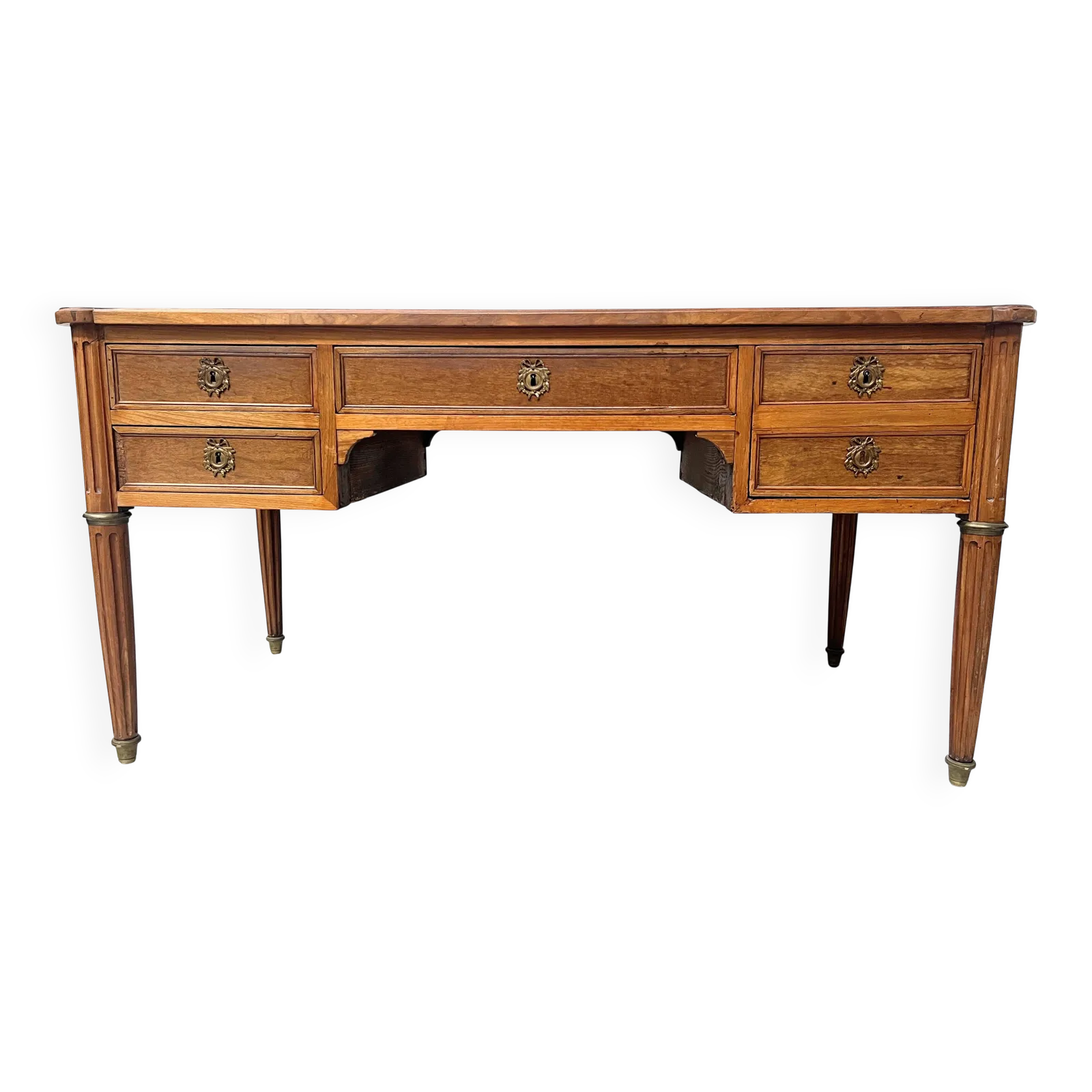 Louis XVI Style Walnut Desk From The Late 19th Century.
