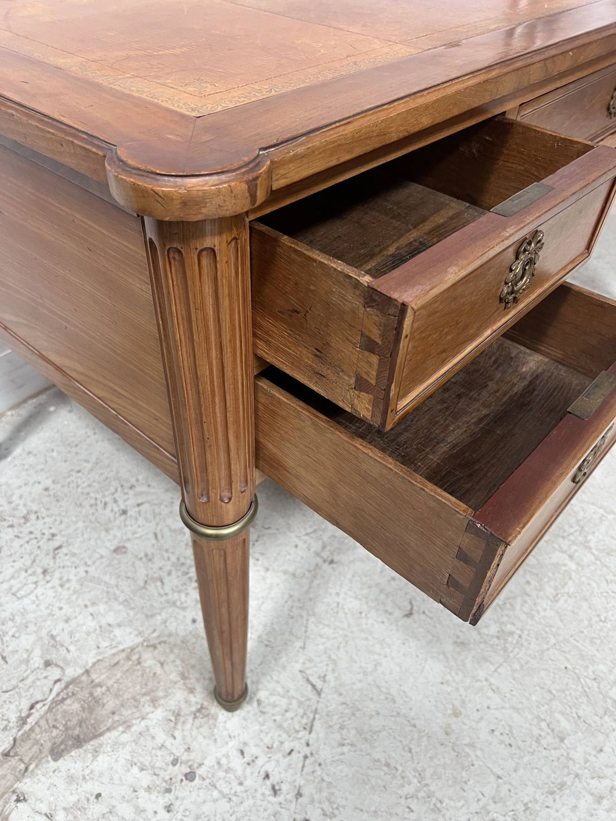 Louis XVI Style Walnut Desk From The Late 19th Century. photo vintage