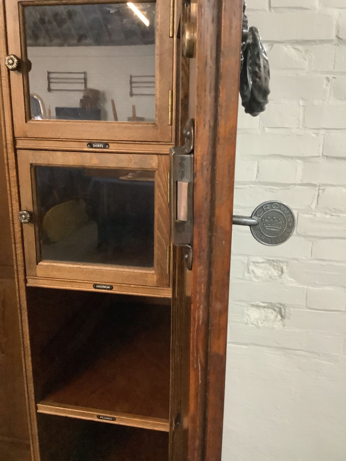 Crown Ay Furniture Gothic Oak Fitted Wardrobe. photo vintage