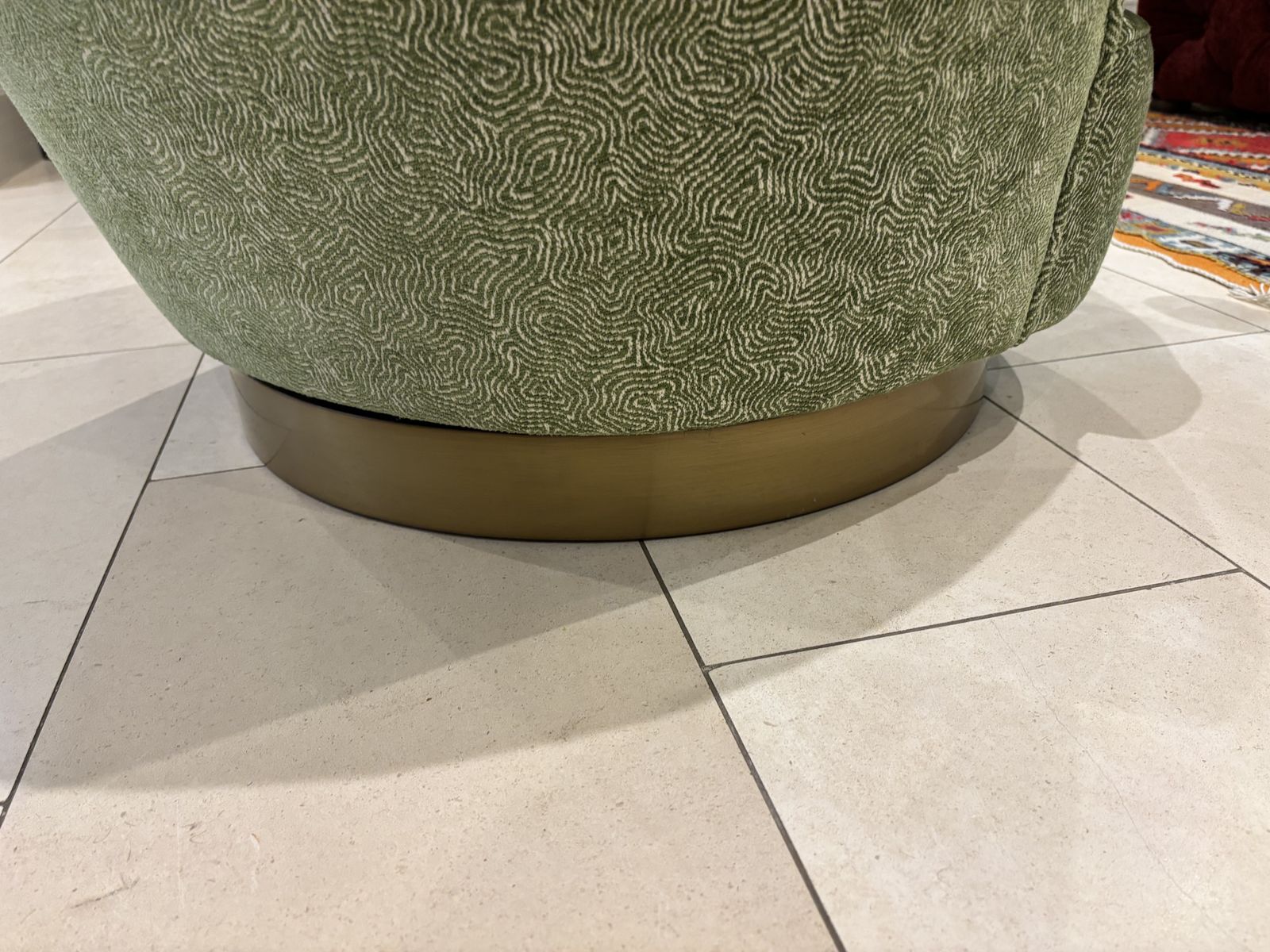 Matching Pair Green Upholstered Swivel Tub Armchairs photo buy