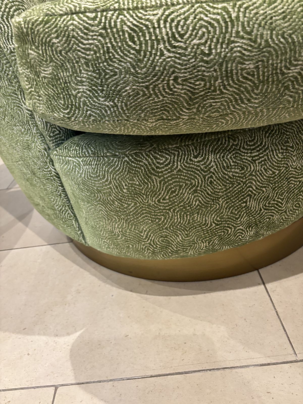Furniture Matching Pair Green Upholstered Swivel Tub Armchairs photo