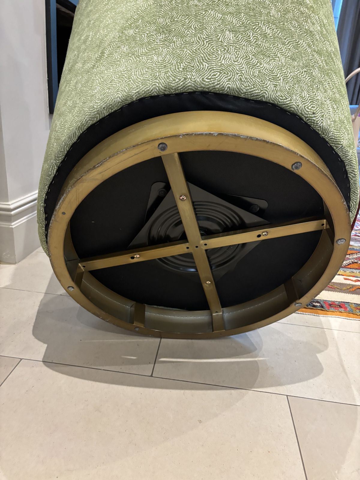 photo vintage Matching Pair Green Upholstered Swivel Tub Armchairs
