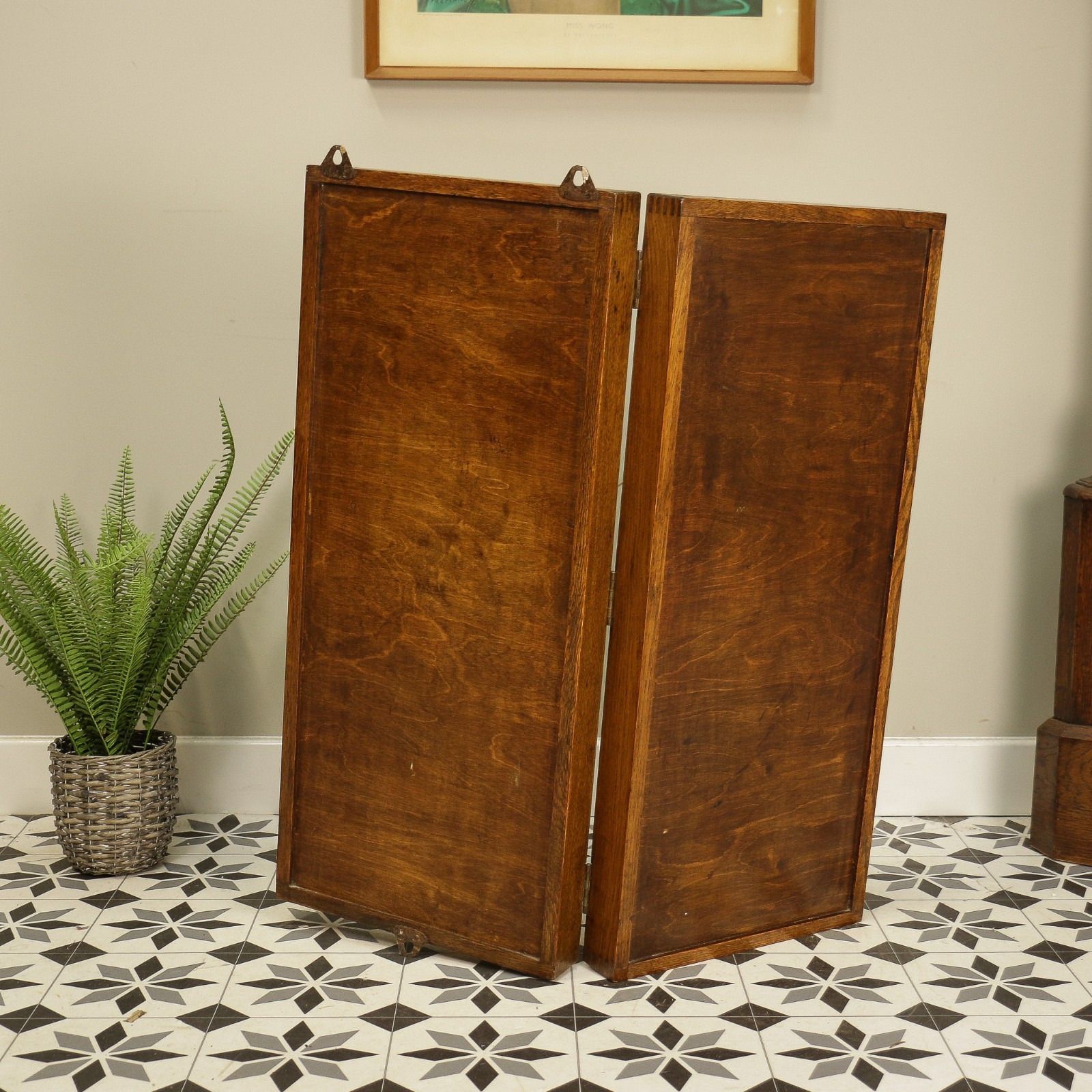 photo for sale Oak Clock Card Holder Rack Folding Design Early Twentieth Century