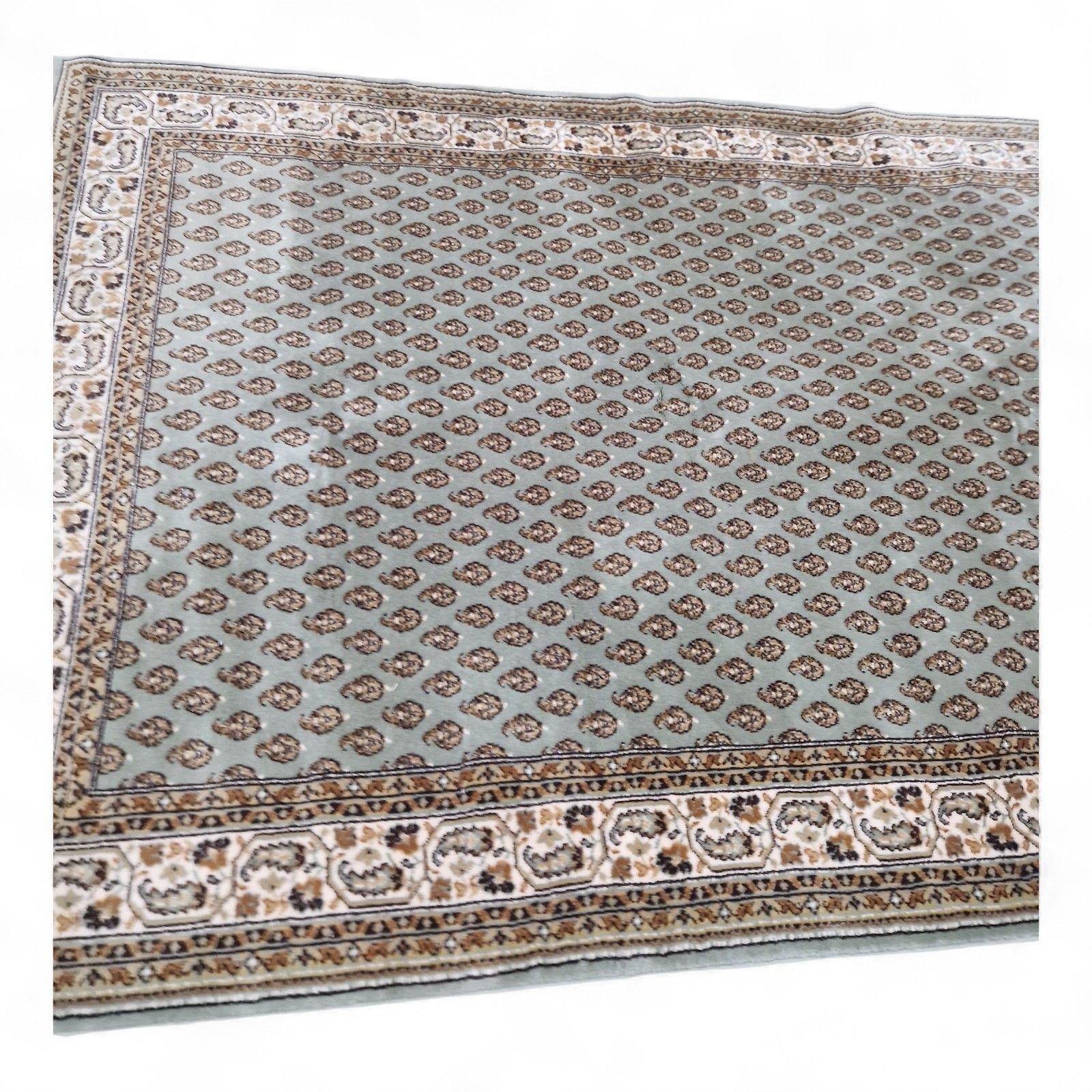 Large Vintage Erivan Style Rug Sage Green Traditional Bordered Carpet 257cm photo 225.0