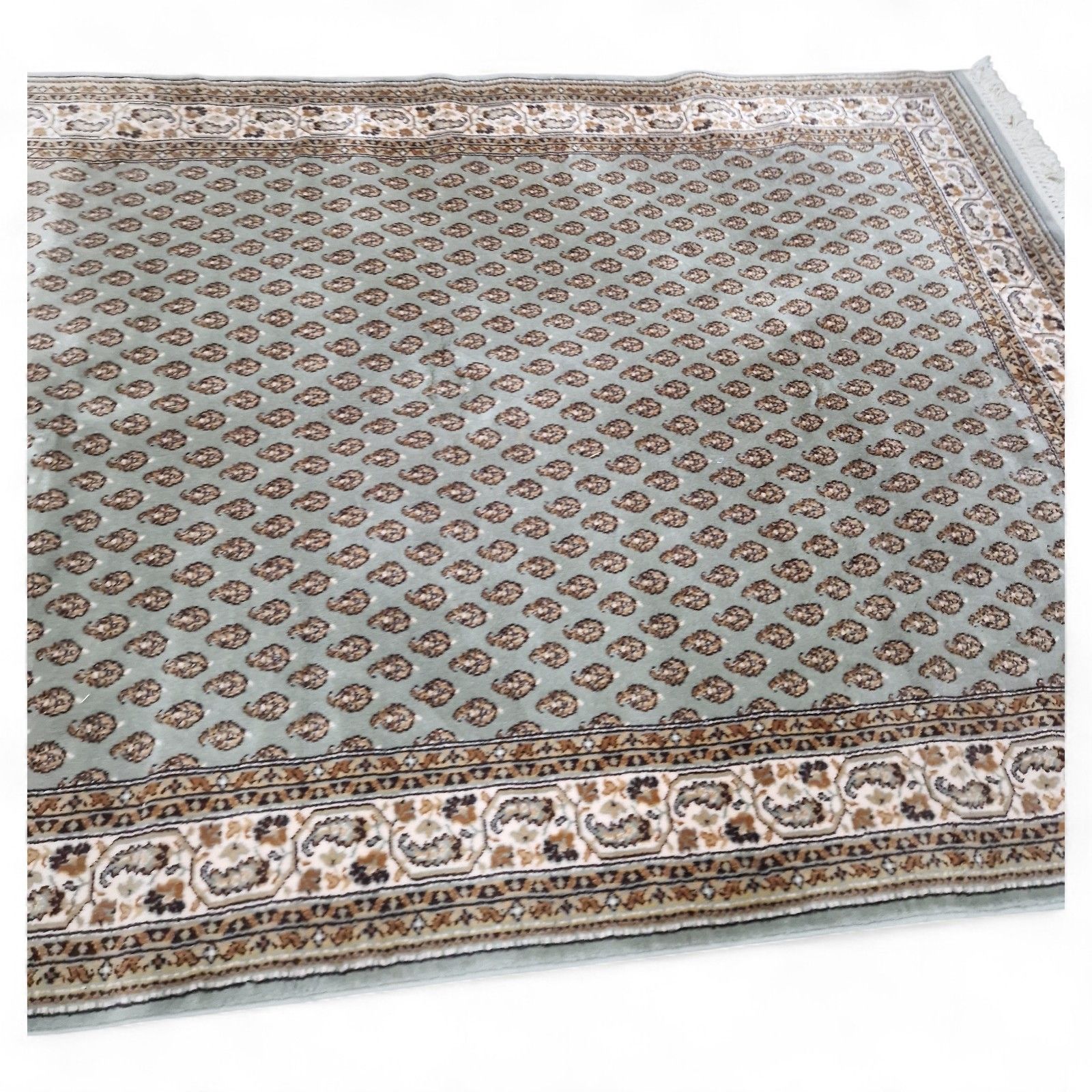 Large Vintage Erivan Style Rug Sage Green Traditional Bordered Carpet 257cm photo vinterior