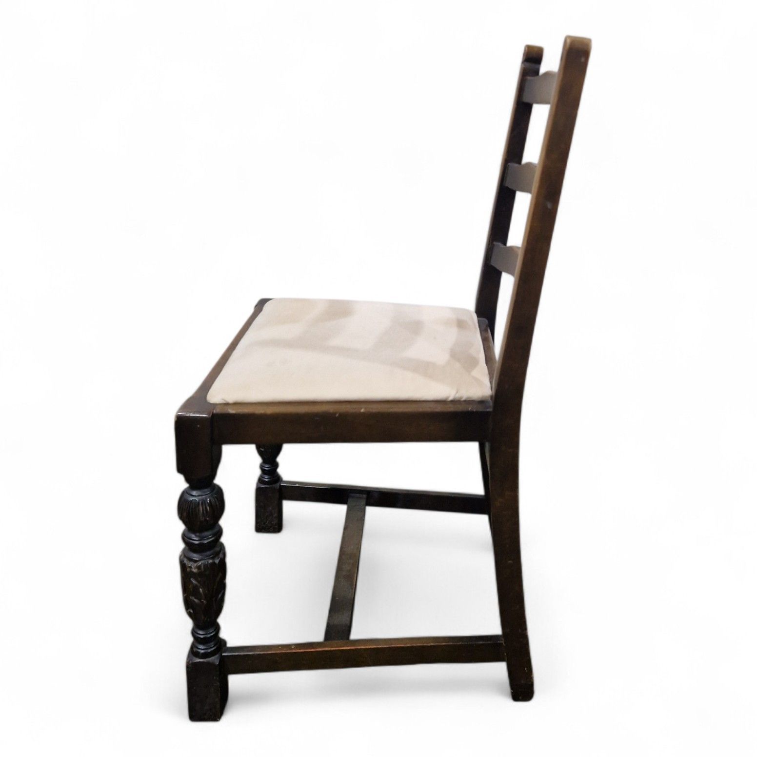 photo for sale Set 4 Oak Farmhouse Dining Chairs Ladder Back Rustic Country Kitchen Chairs
