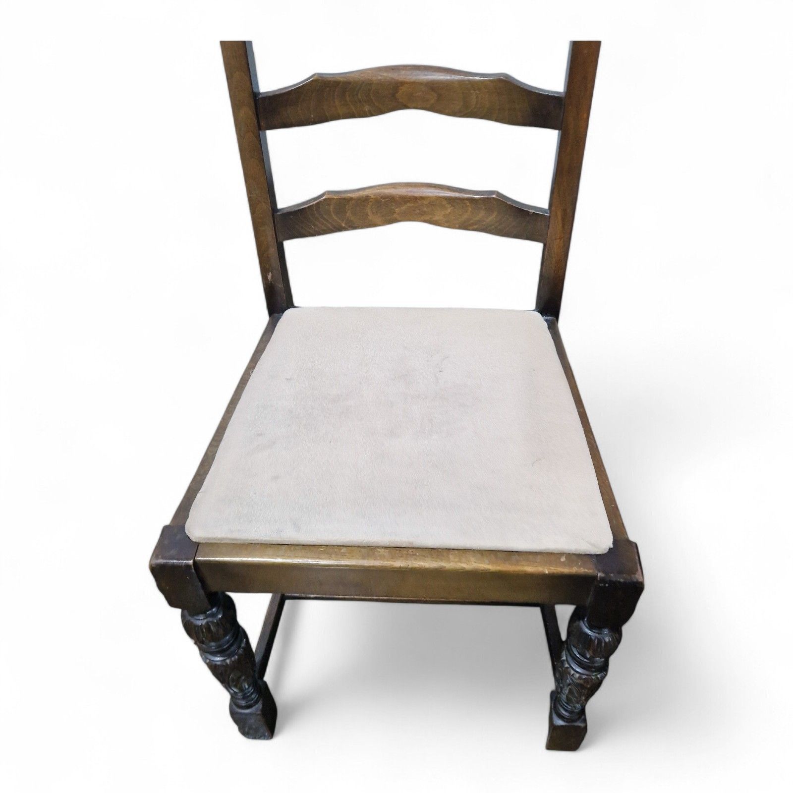 110.0 Set 4 Oak Farmhouse Dining Chairs Ladder Back Rustic Country Kitchen Chairs photo