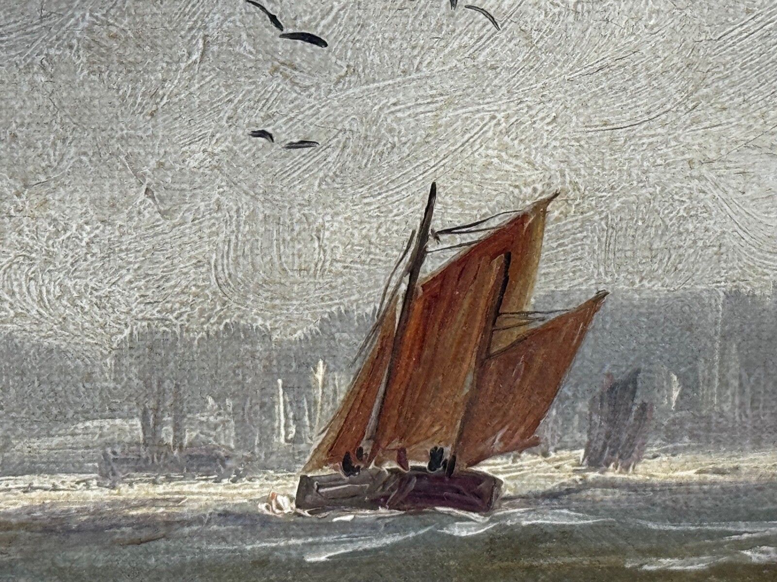 photo vintage 19th Century Marine Oil Painting Leaving The Tyne Signed By  John Davison Liddell C1890