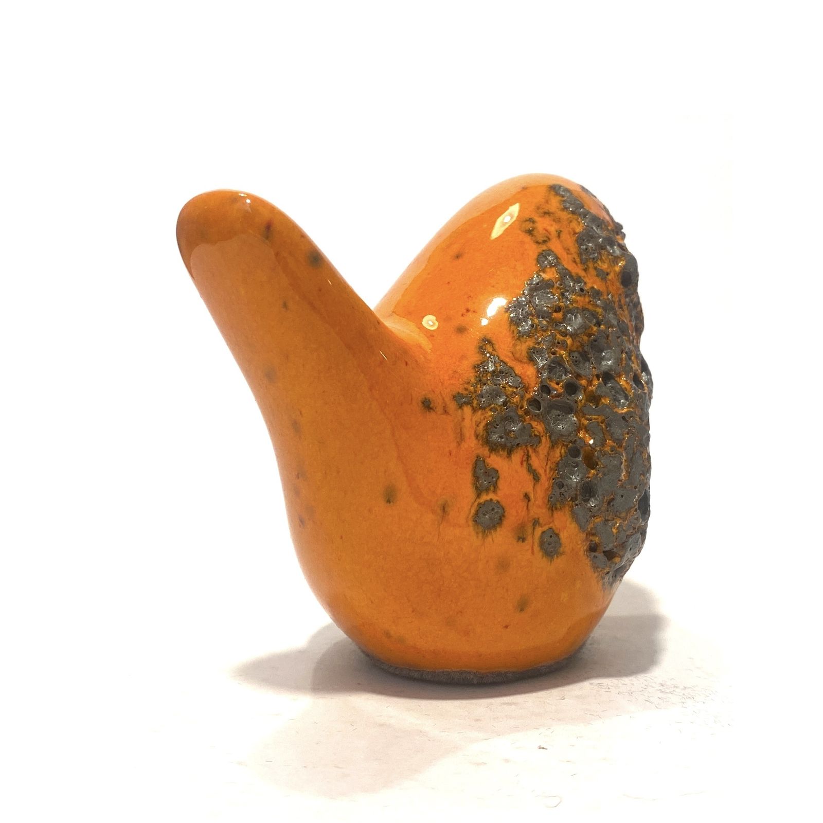 Otto Keramik Bird In Orange Fat Lava Glaze, West German Pottery Style Ceramic Ornament photo furniture